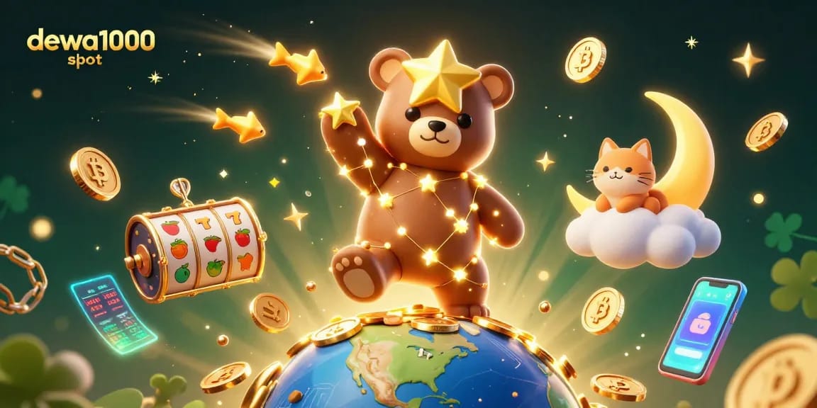 Experience thrilling winnings with dewa1000 slot in a vibrant 3D casino scene