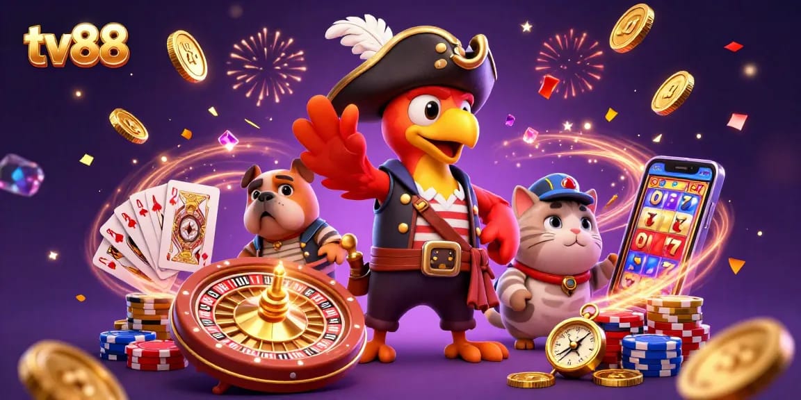 Experience thrilling gaming at tv88 with dynamic casino elements and lively characters.