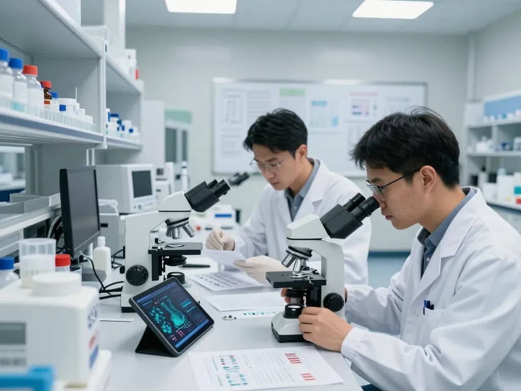 Collaborative healthcare research at https://nddo.org, showcasing scientists studying neurodegenerative disease data.