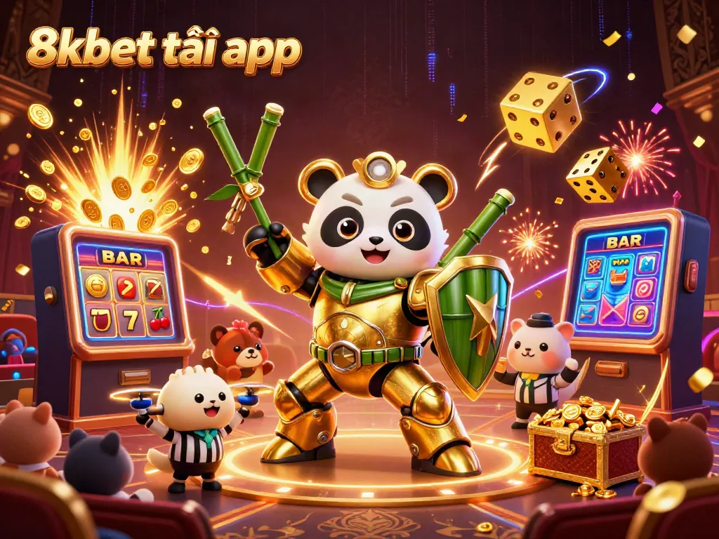Experience the excitement of 8xbet tải app with a vibrant 3D casino scene featuring dynamic game elements.