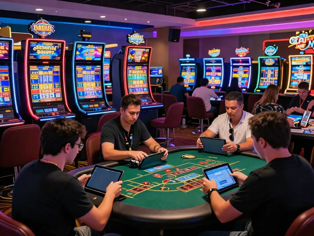 Exciting online gambling experience at 9bet with players enjoying various games in a vibrant digital casino.