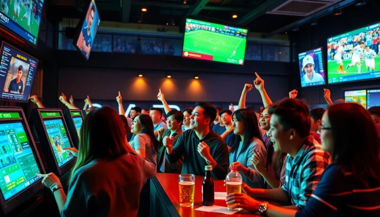Enthusiastic fans enjoying the atmosphere at Nhà Cái SV88 sportsbook.