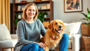 Psychologist with a dog Sydney providing therapy in a welcoming environment.