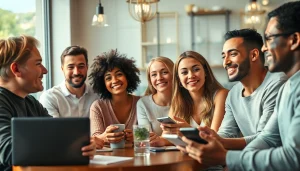 People discussing the role of sex AI in modern relationships at a café.