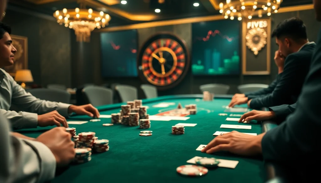 Experience the excitement of gambling at FIVE88 with a dynamic live poker game and luxurious casino ambiance.