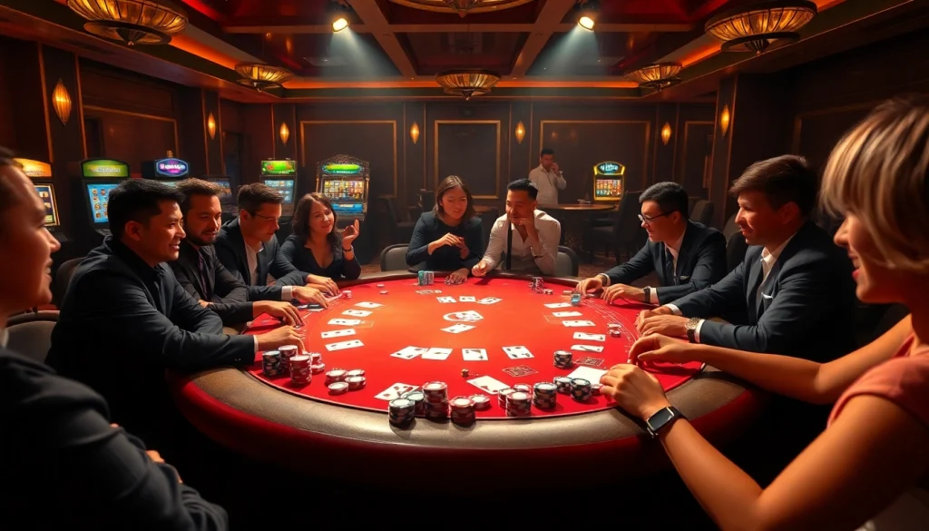 Engaging poker game experience at https://good88v.net/ with vibrant colors and thrilling ambiance.