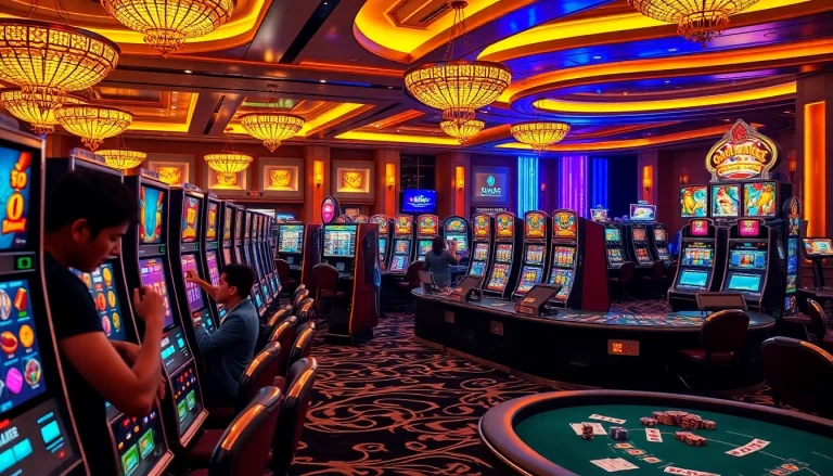 Players enjoying various Slot machines in a vibrant casino atmosphere filled with excitement.