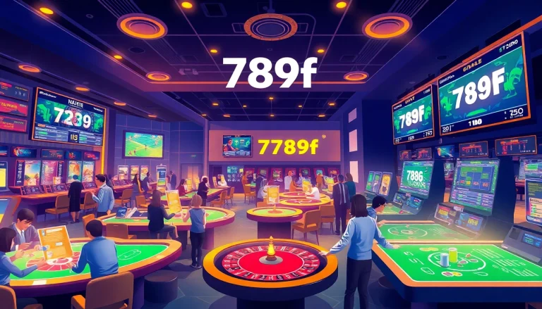 Engaging casino scene showcasing vibrant gaming activities with 789f branding.