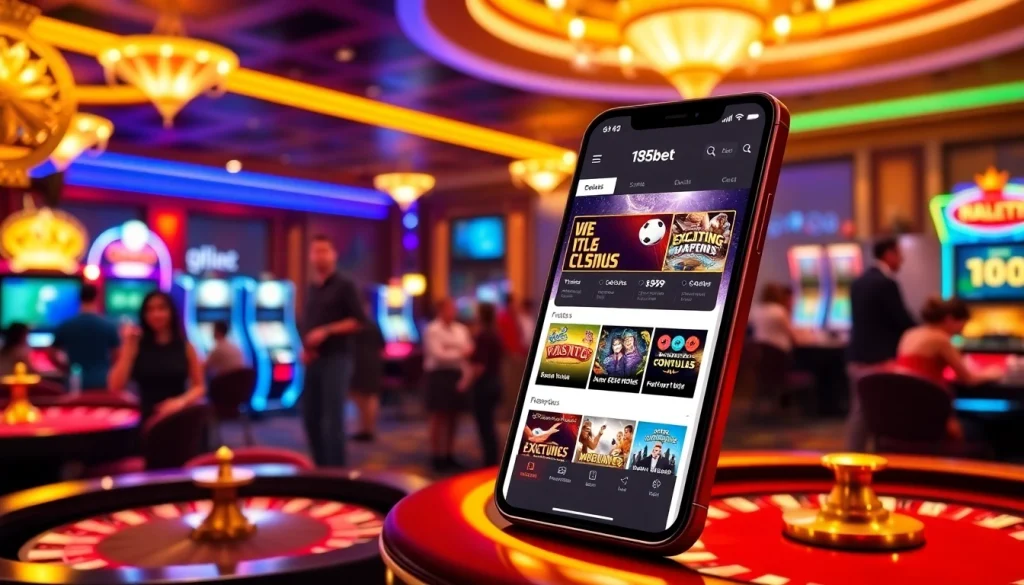 Experience the thrill of betting with the 136bet App on a luxurious casino background.