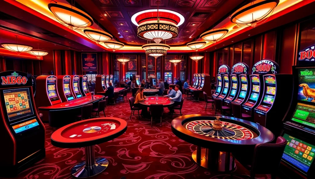 Players celebrating wins at MB66 casino tables showcasing poker, slots, and vibrant gaming action.