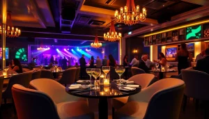 Dinner sxm at Club Noir: Upscale nightlife with stunning ambiance, elegant seating, and gourmet dishes.