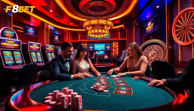 Experience the luxury of gambling at nhà cái F8BET with exciting games and vibrant casino visuals.