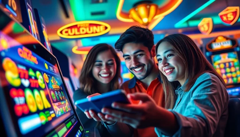 Exciting online gaming scene with players enjoying hoki138 pro slot games, illuminated by vibrant colors.