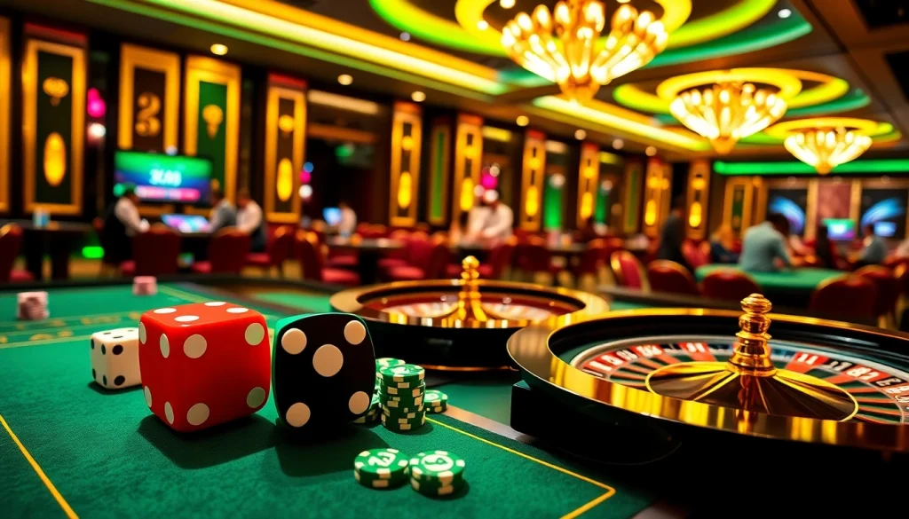 Engage with the 6666bet App in an exciting casino atmosphere featuring vibrant dice and roulette wheels.