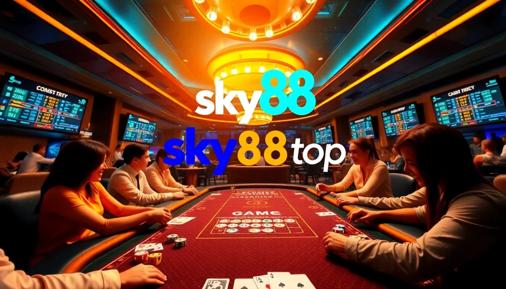 Sky88 top exhilarating online gambling experience with vibrant casino scene and engaging players
