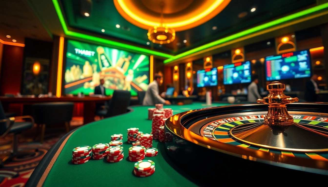 THABET offers an exciting online casino experience with engaging dealers and vibrant gaming elements.
