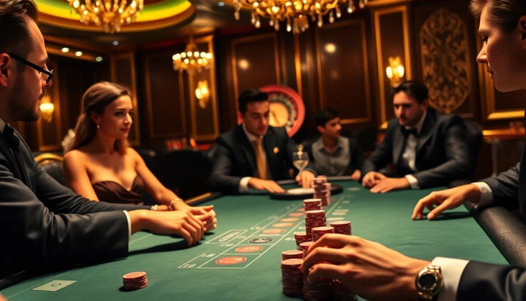 Engaging poker players in a luxurious setting showcasing games from https://f168info.com/ with chips and cards in action.