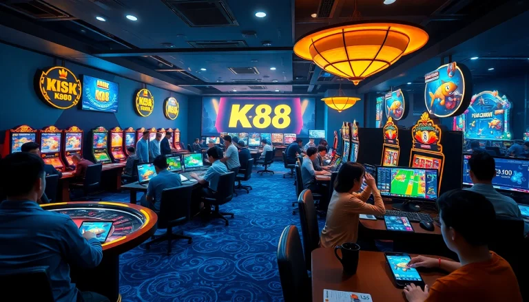 K88 gaming platform showcasing diverse players engaged in various online betting games.