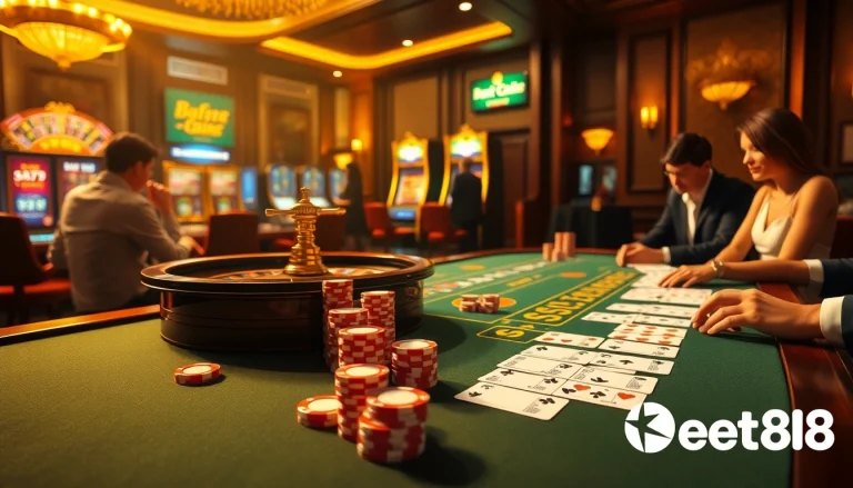 Players enjoying dynamic games at Bet88 casino, showcasing a vibrant atmosphere of excitement and strategy.