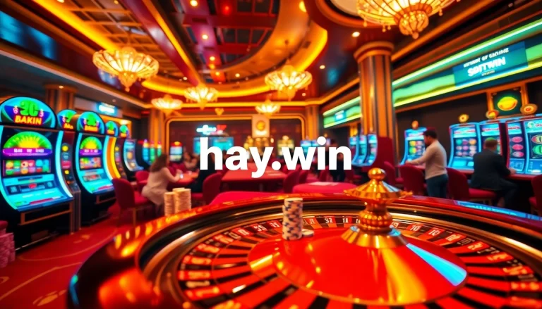 Players immersed in high-stakes games at hay.win's luxurious online casino.