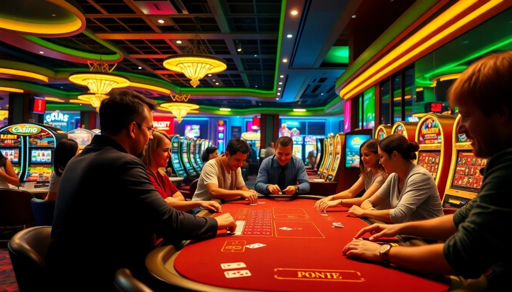 Celebrate the thrill of meilleur casino en ligne belgique with players enjoying table games in a lively casino atmosphere.