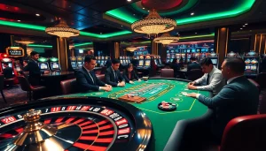 Engaging scene showcasing kèo nhà cái with players enjoying poker and casino games.