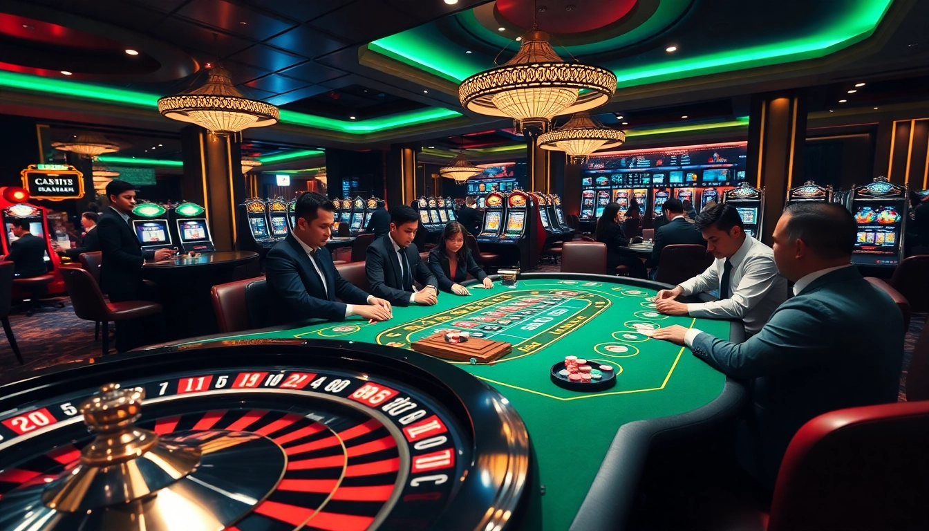 Engaging scene showcasing kèo nhà cái with players enjoying poker and casino games.