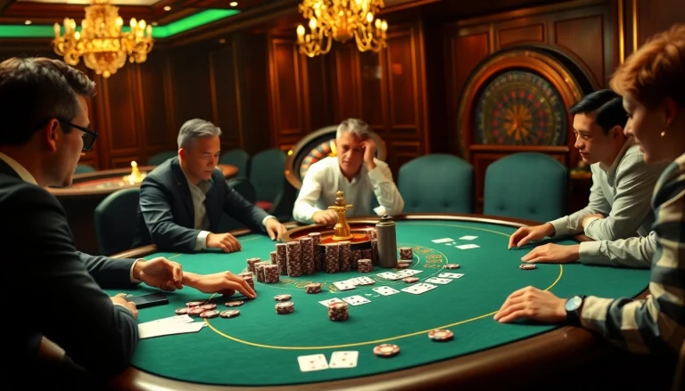 Experience high-stakes poker action at 13Win casino, with vibrant chips and cards in play.