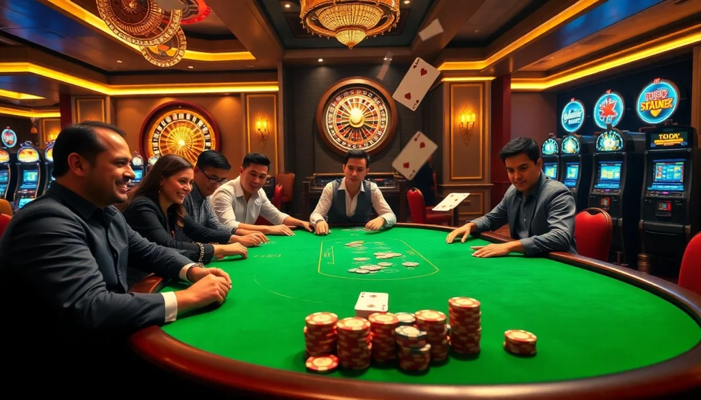 Engage with the excitement of link vào hello88 at a vibrant casino table filled with chips and cards.