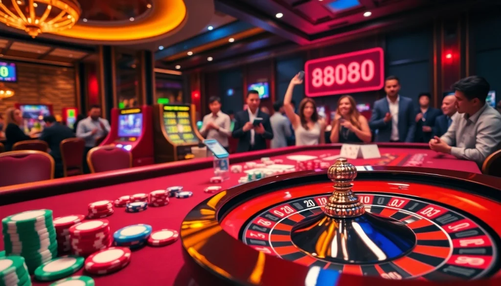 Players enjoying an engaging game experience at 88i, featuring poker chips and roulette excitement.