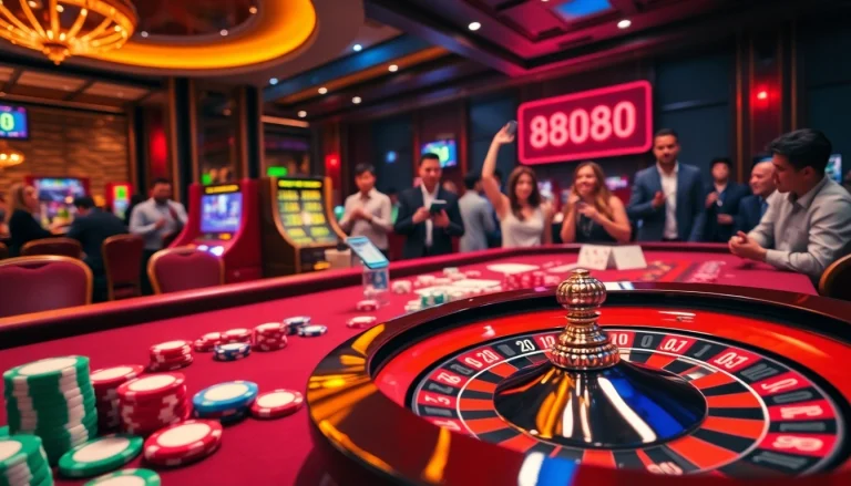 Players enjoying an engaging game experience at 88i, featuring poker chips and roulette excitement.