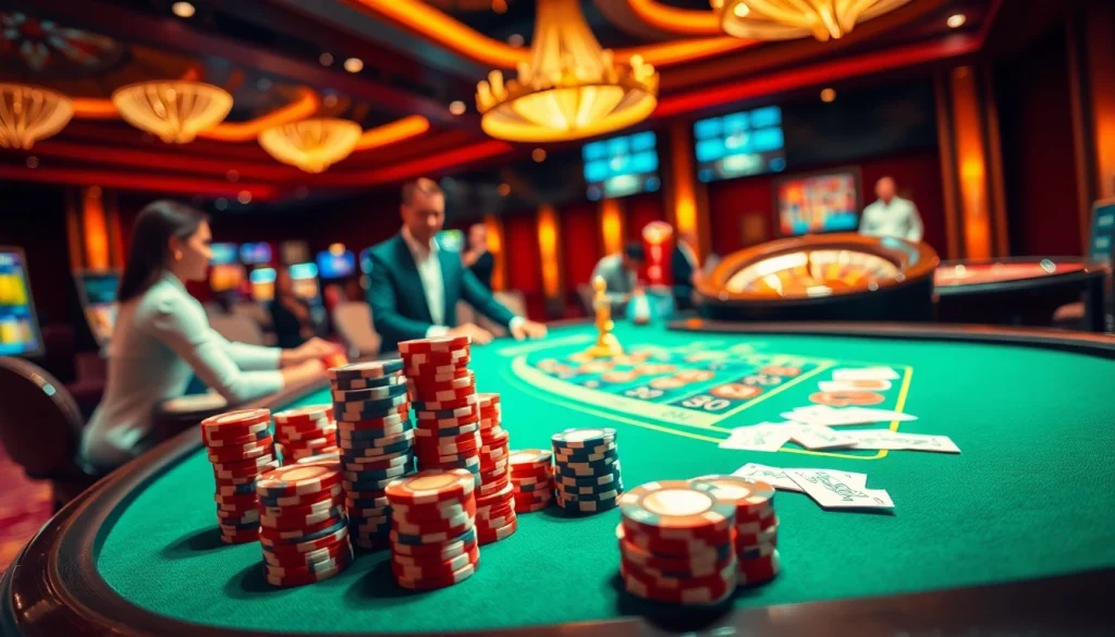 Experience the thrill of U888 with vibrant casino action featuring tables, chips, and excitement.