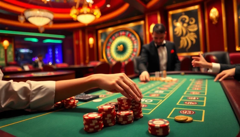 Experience the thrill of betting as you vào PS99 at an upscale casino with blackjack tables and roulette wheels.
