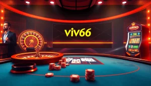 Experience exciting gameplay at vip66 with vibrant casino tables, chips, and cards.