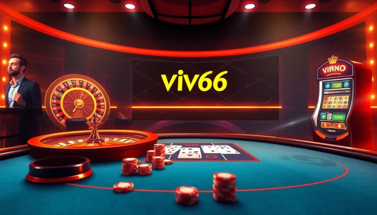 Experience exciting gameplay at vip66 with vibrant casino tables, chips, and cards.