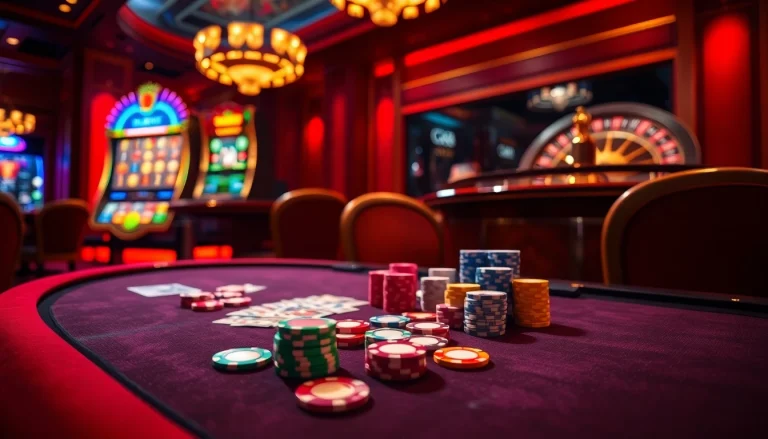 Experience the excitement of GG88 with vibrant casino visuals capturing poker and slot games.