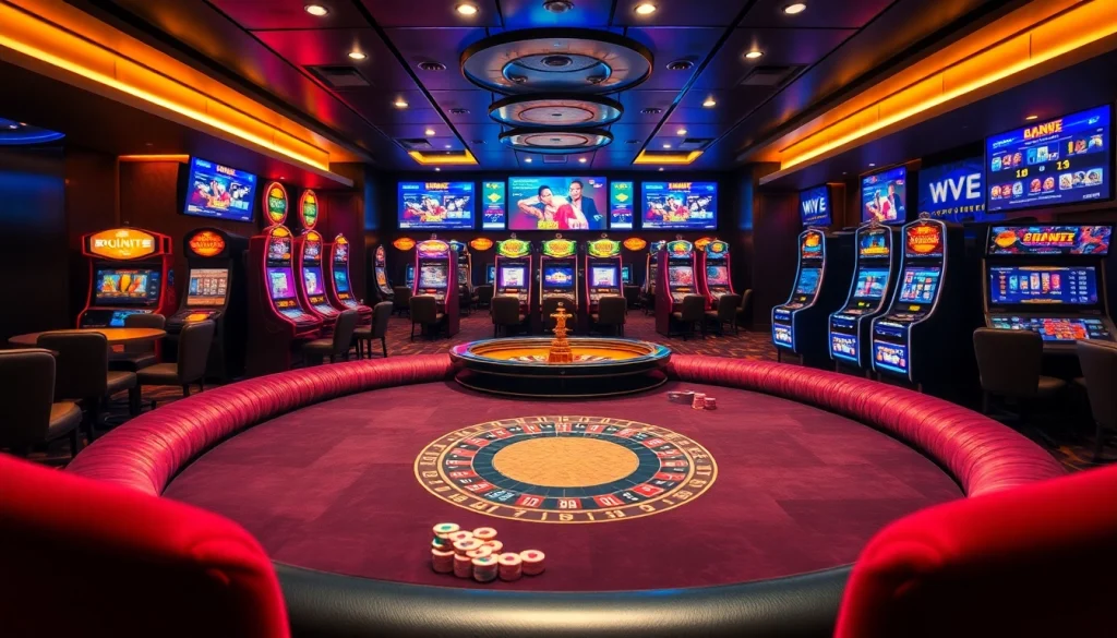 Experience the excitement of ABC 8 in a professional casino setting with poker and slot games.