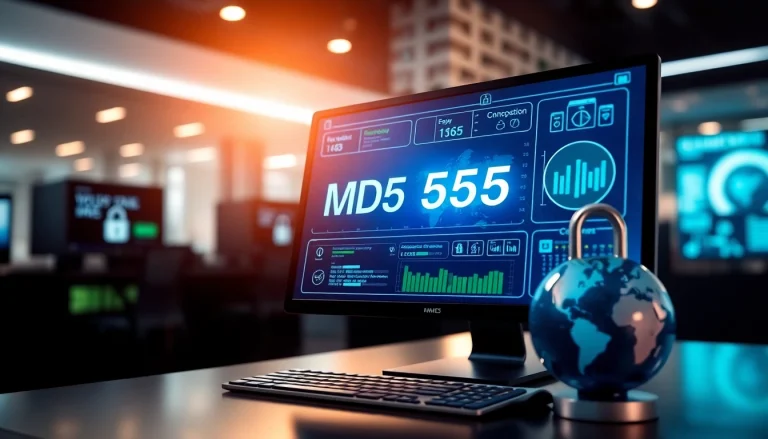 MD5 encryption hash displayed on a professional computer screen