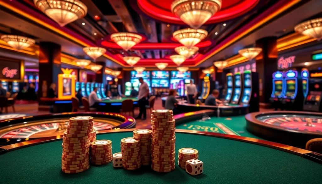 Players experiencing thrilling moments at 188V casino tables, surrounded by luxurious chips and vibrant lights.