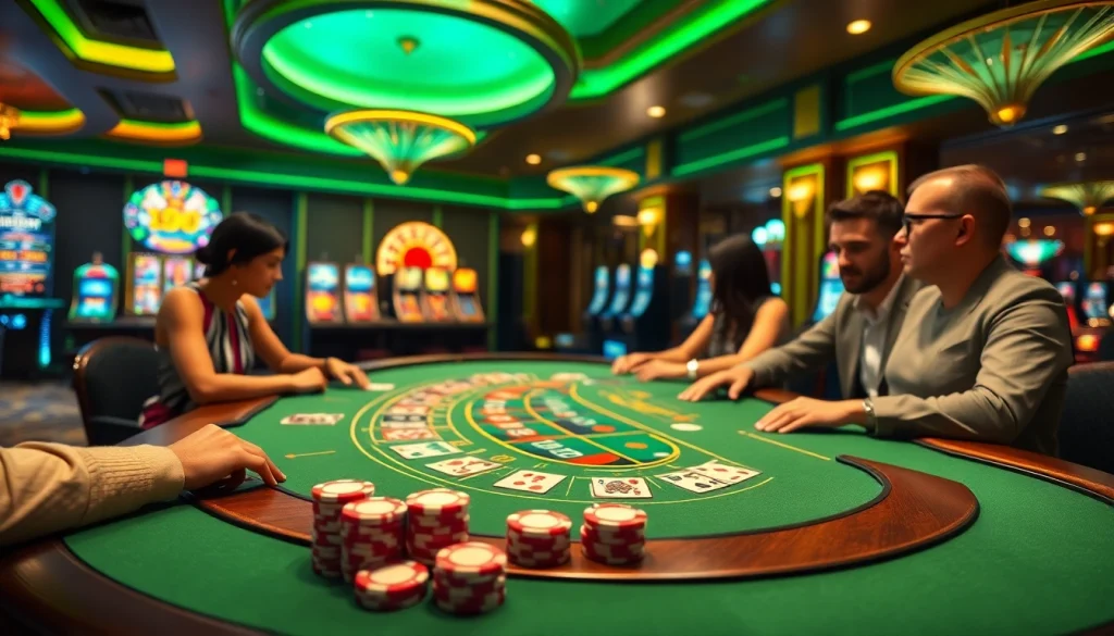 Engaging players at a live dealer blackjack table, showcasing excitement from https://rr88sa.com/ casino scene.