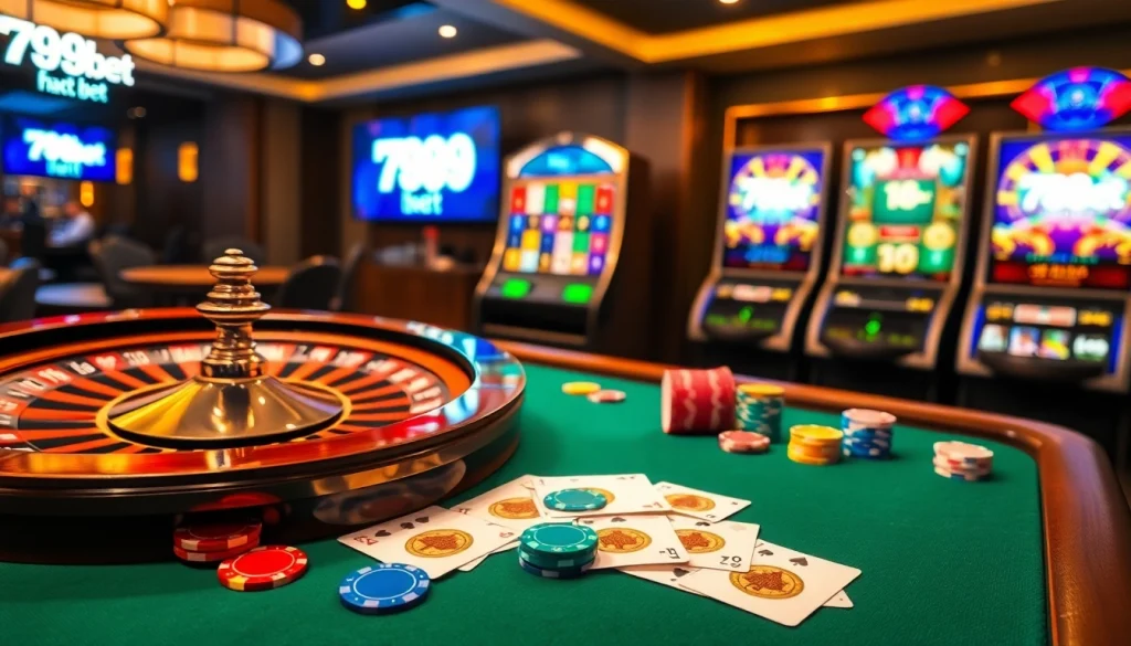 Play poker with excitement at 789bet casino featuring vibrant chips and cards.