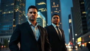 Hire personal bodyguard providing security to a client in a busy urban setting.