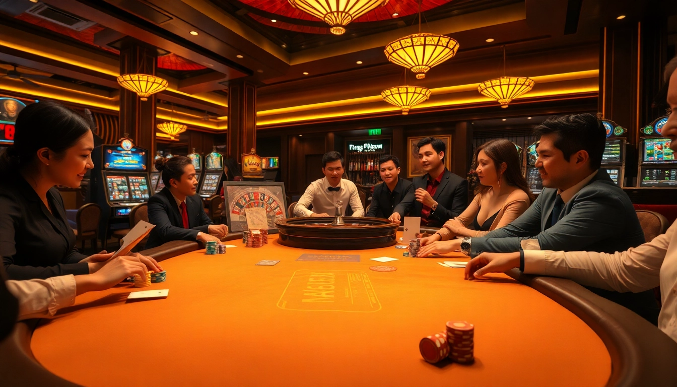 Engage with the exhilarating atmosphere of Trang Chủ S8, featuring a luxurious casino table and roulette wheel.