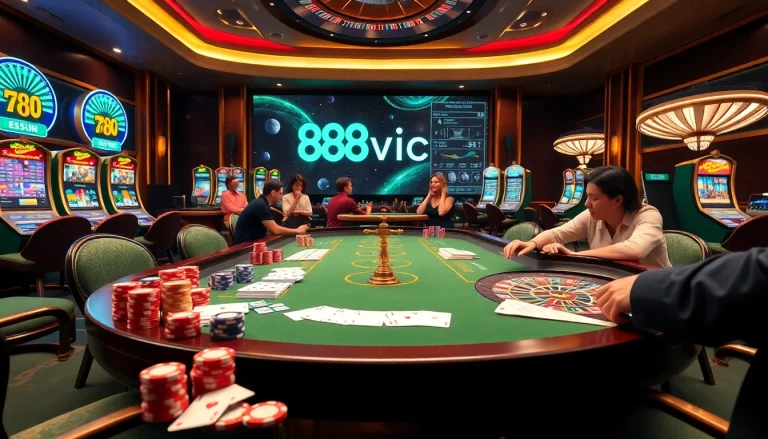 Experience the elegance of online gaming at 888vi.space with poker chips and roulette tables.