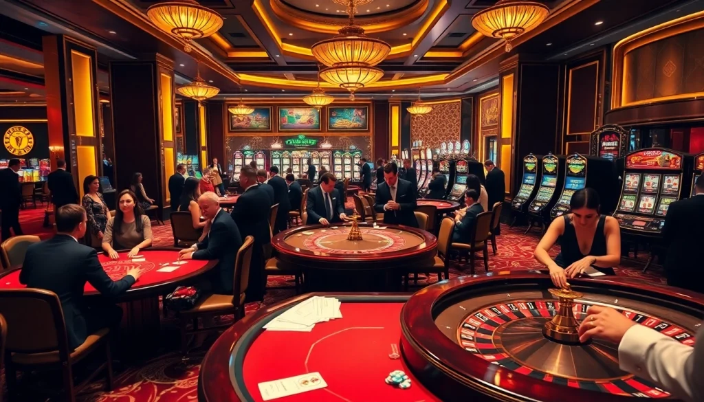 Experience luxury gaming at https://vaobet.jp.net/ with poker tables and vibrant slot machines.
