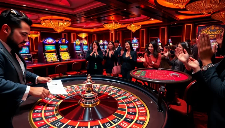 Experience the thrill of gambling with N188 as players engage at a vibrant casino table.