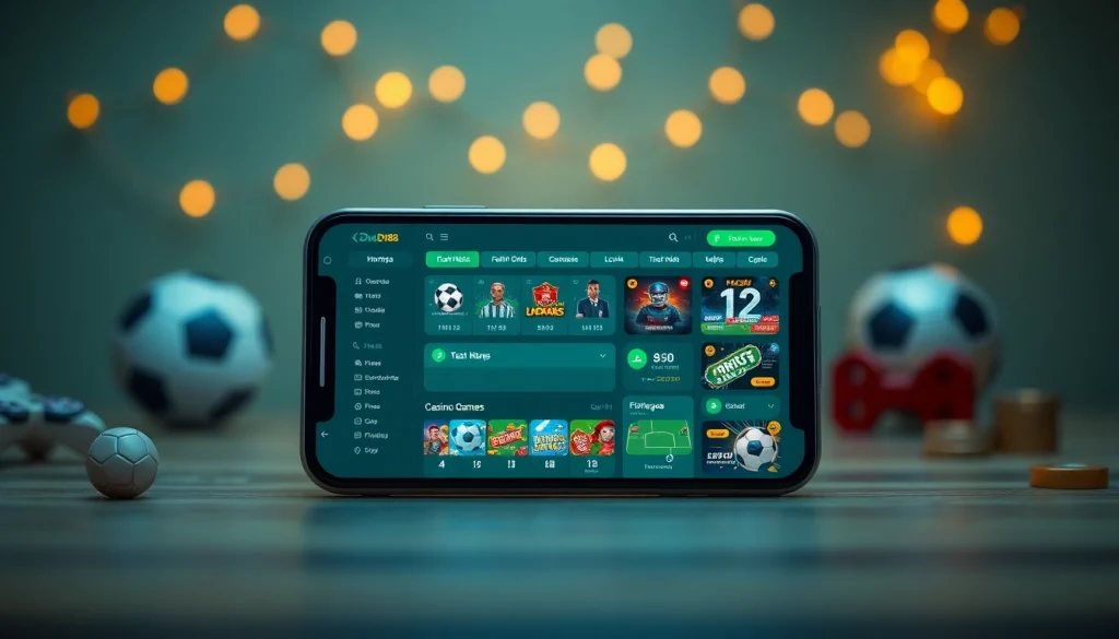 DU88 mobile betting app interface showcasing sports bets and gaming options.