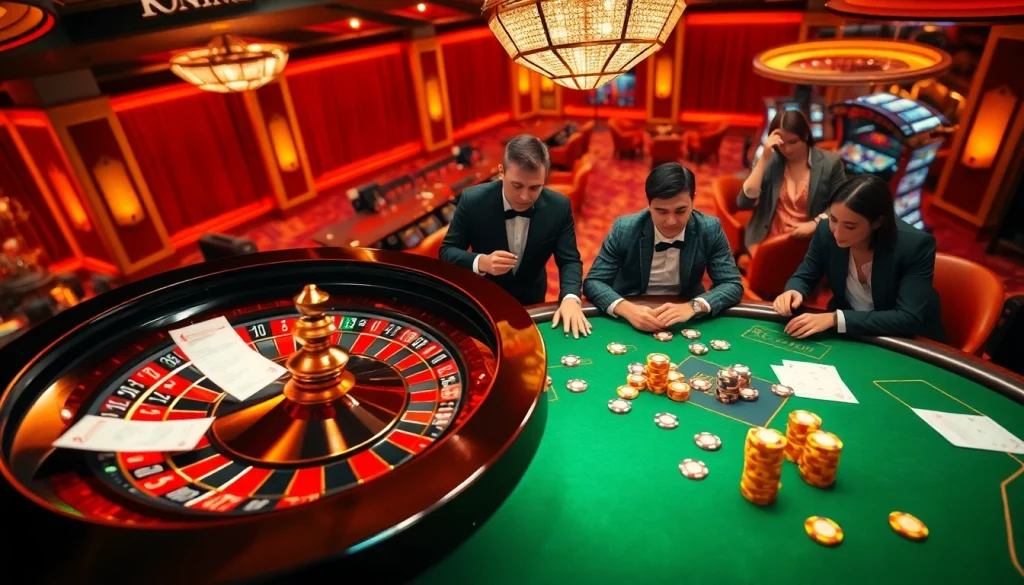 Experience the thrill of Luckywin at a luxurious casino with roulette and poker games.