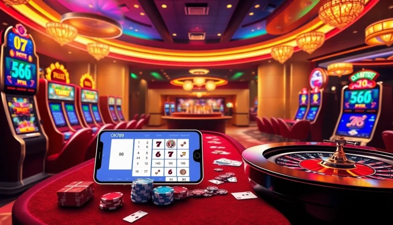 Experience the thrill of online gaming with the OK789 app showcasing vibrant casino elements.