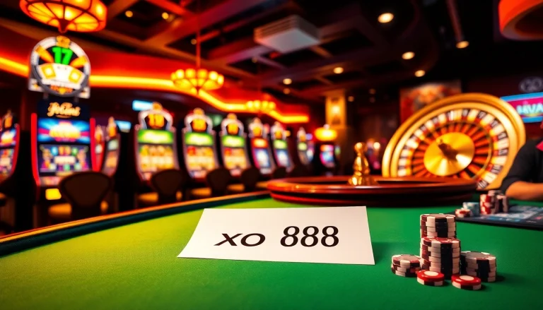 Immerse in an exciting gaming atmosphere at a poker table showcasing the thrill of xo 88 gambling.